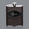 Colchester Hip Flask - 6oz Leather/Black Nickel Plate